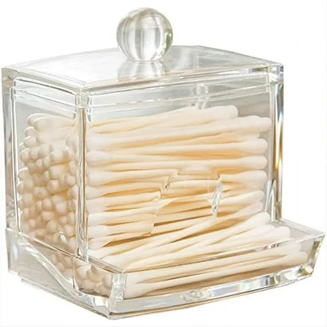 Cotton Swab Holder With Lid Portable Qtip Holder Travel Case Cotton Swab  Jar Clear Acrylic Container Storage Box With Cover For - AliExpress