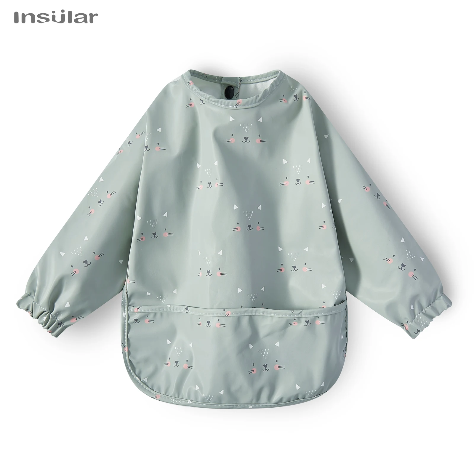 Waterproof Long Sleeve Baby Feeding Bib with Pocket