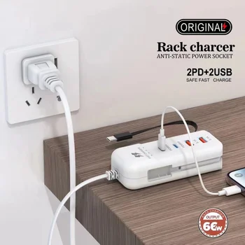 66W PD Type C Fast Charger Wall Adapter 4 Ports USB Hub EU US UK Plug Socket Outlet for iPhone Samsung Xiaomi Quick Charge