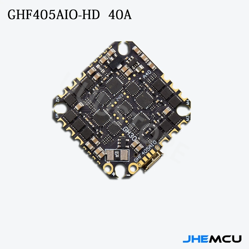 

JHEMCU GHF405AIO-HD 40A F405 Baro OSD Dual BEC Flight Controller BLHELIS 40A 4in1 ESC 2-6S for FPV Freestyle Toothpick Drones