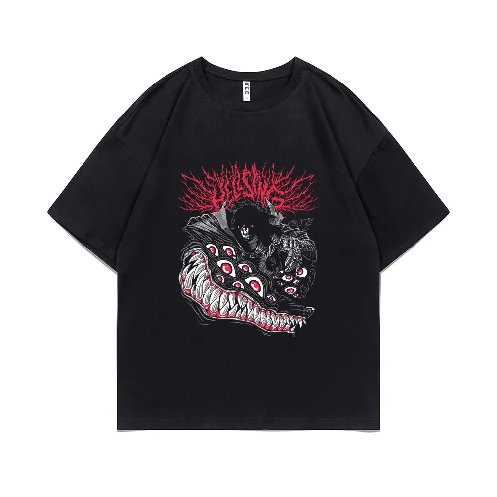 

90s Vintage Anime Hellsing Vampire Alucard Print T-shirts Men Women Manga Fashion Trend Tshirt Male Casual Oversized T Shirts