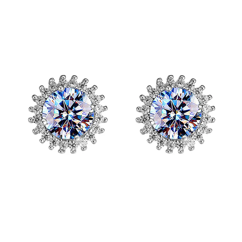 

1.2 Carat Moissanite Round Stud Earrings S925 Sterling Silver GRA Certificate Wedding Fine Jewelry Drop Shipping