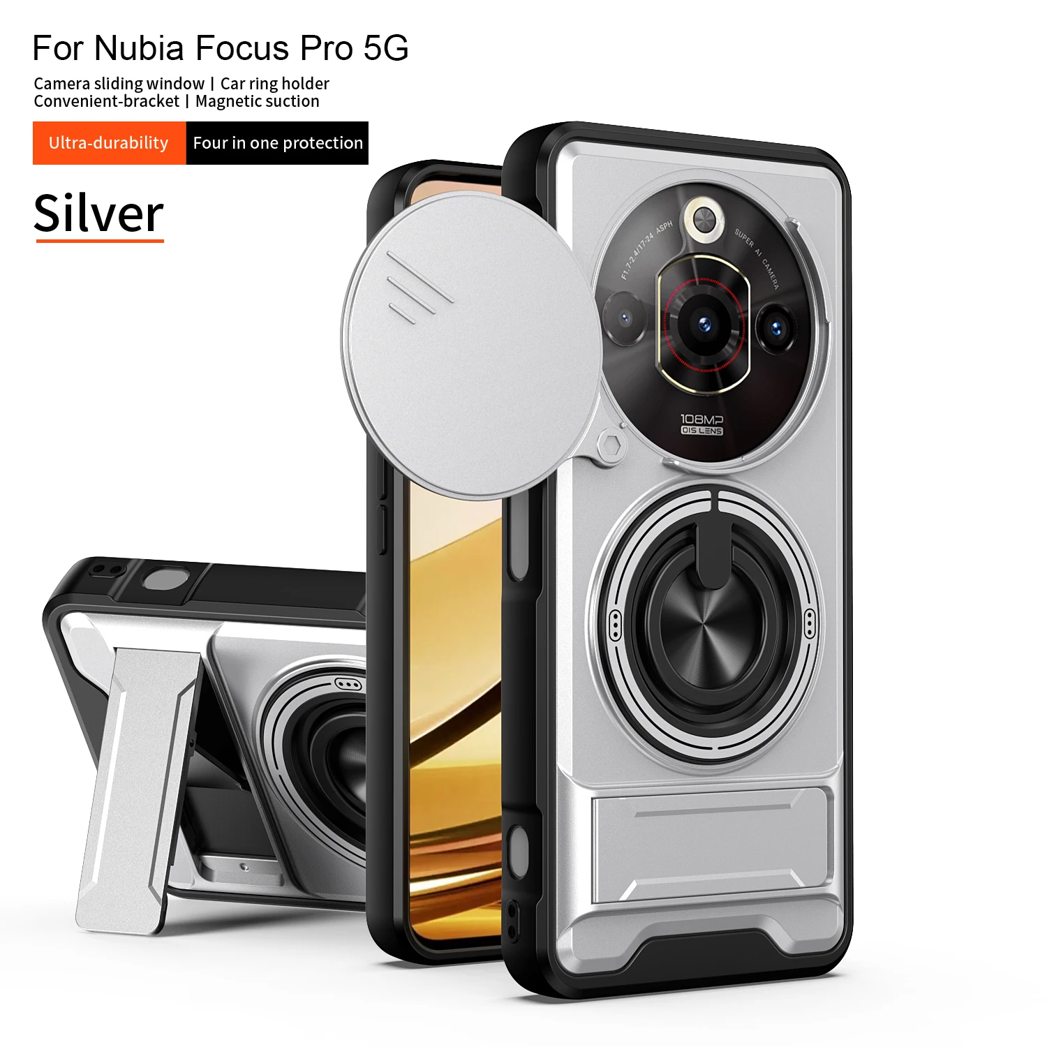 Enhanced Magnetic Armor Phone Case with Foldable Holder and Camera Protection