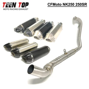 Motorcycle Exhaust Full System Slip on For CFMoto NK250 250SR Escape Moto Front Link Pipe Exhaust Muffler NK 250 Elbow Silencer