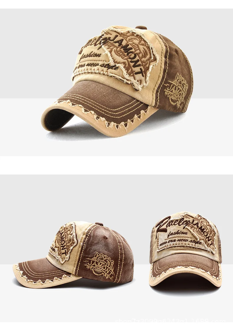 Verstellbare Baseballkappe aus gewaschener Baumwolle mit Haifisch-Stickerei für Herren, Distressed-Sonnenhut für Outdoor, Angeln und Reisen – Detail 27