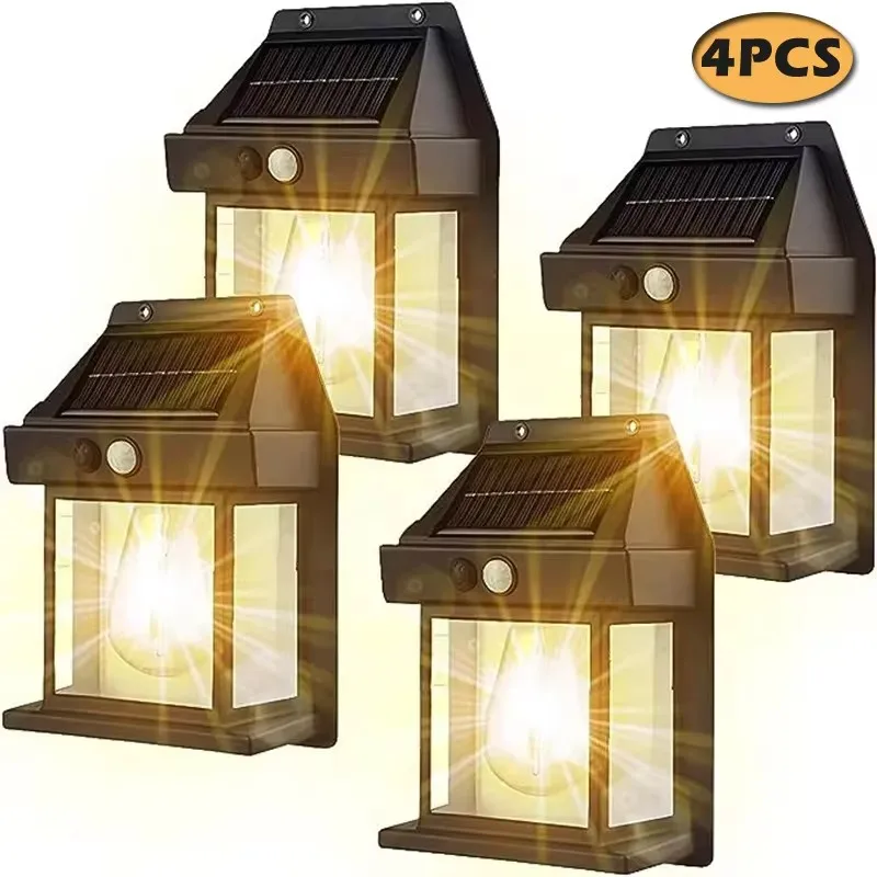 Outdoor Solar Wall Lamp Waterproof Tungsten Filament Lamp Induction Household Garden Villa Lighting Night Light solar lamp wall light solar wall light