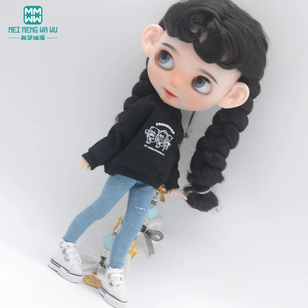 

Аксессуары для кукол Blyth Azone OB23 OB24, 1 комплект, модный костюм из трех предметов, серый, розовый, белый