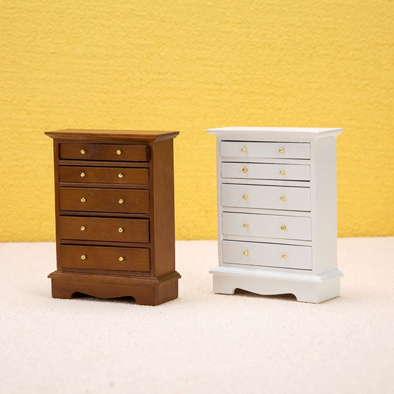 

1:12 Dollhouse Miniature Chest of Drawer Storage Cabinet Locker Model Furniture Accessories For Doll House Decor Kids Toys Gift