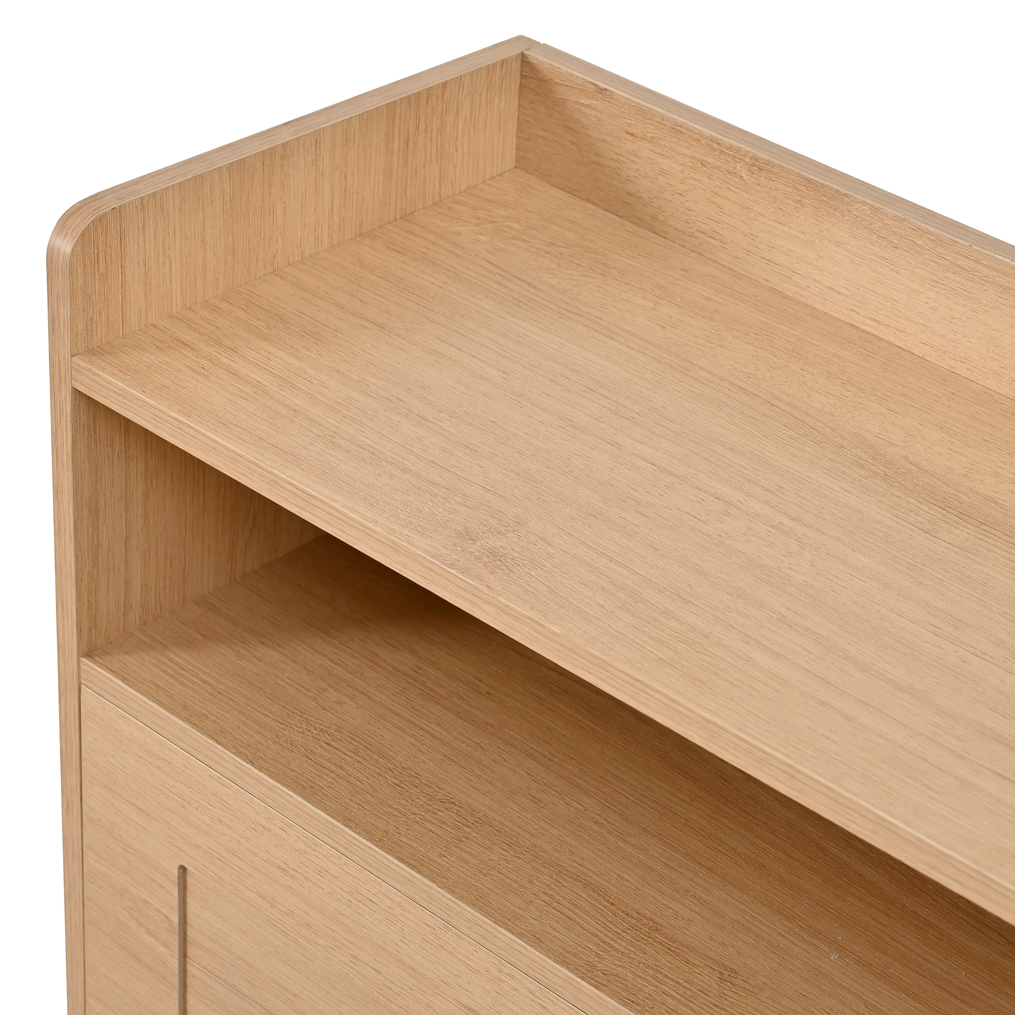 Schuhschrank mit Klappdeckel, doppelt klappbarem Deckel + Seitenschrank, offenes Oberfach, geometrisch geprägte Türen, Metallrahmen – Detail 22