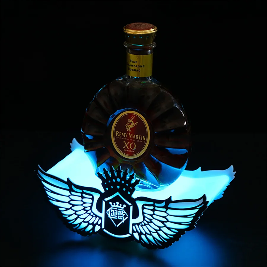 

Luminous Wine Holder Acrylic Wing Shape Base Led Champagne Stand Glorifier Rechargeable Cocktail Display Rack For Nightclub Bar