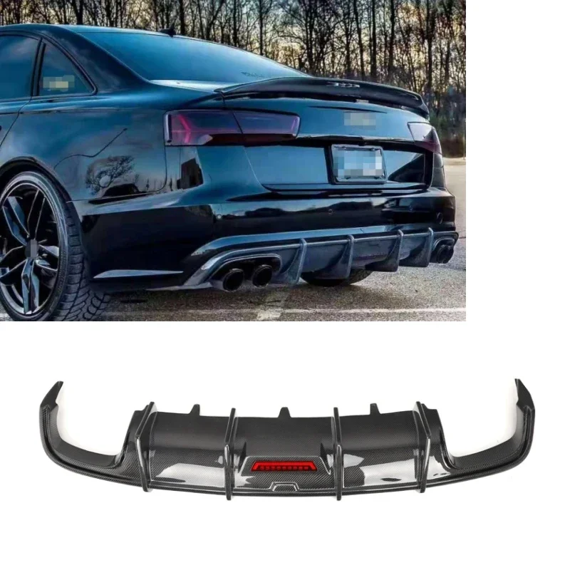 

Автомобильные бамперы KB style из углеродного волокна, двухсторонний двойной диффузор для выхода для Audi A6 S6 C7.5 Sports 2016-2018 A6 диффузор