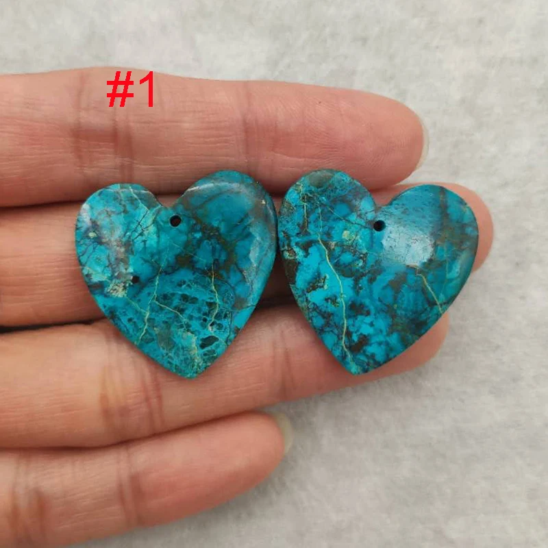

Custom Orders, 2 Pair Chrysocolla Heart Shape Earrings
