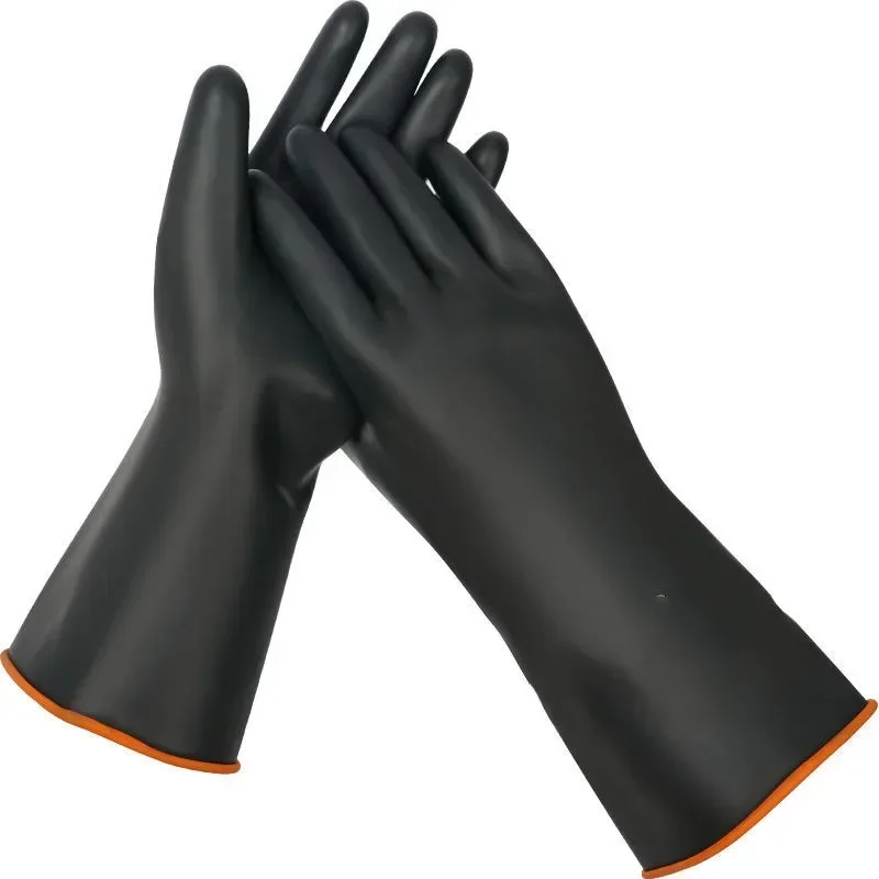 Protective Gloves Safety Gloves Black Heavy Duty Rubber Gloves Acid Alkali Resistant 35/45/55cm