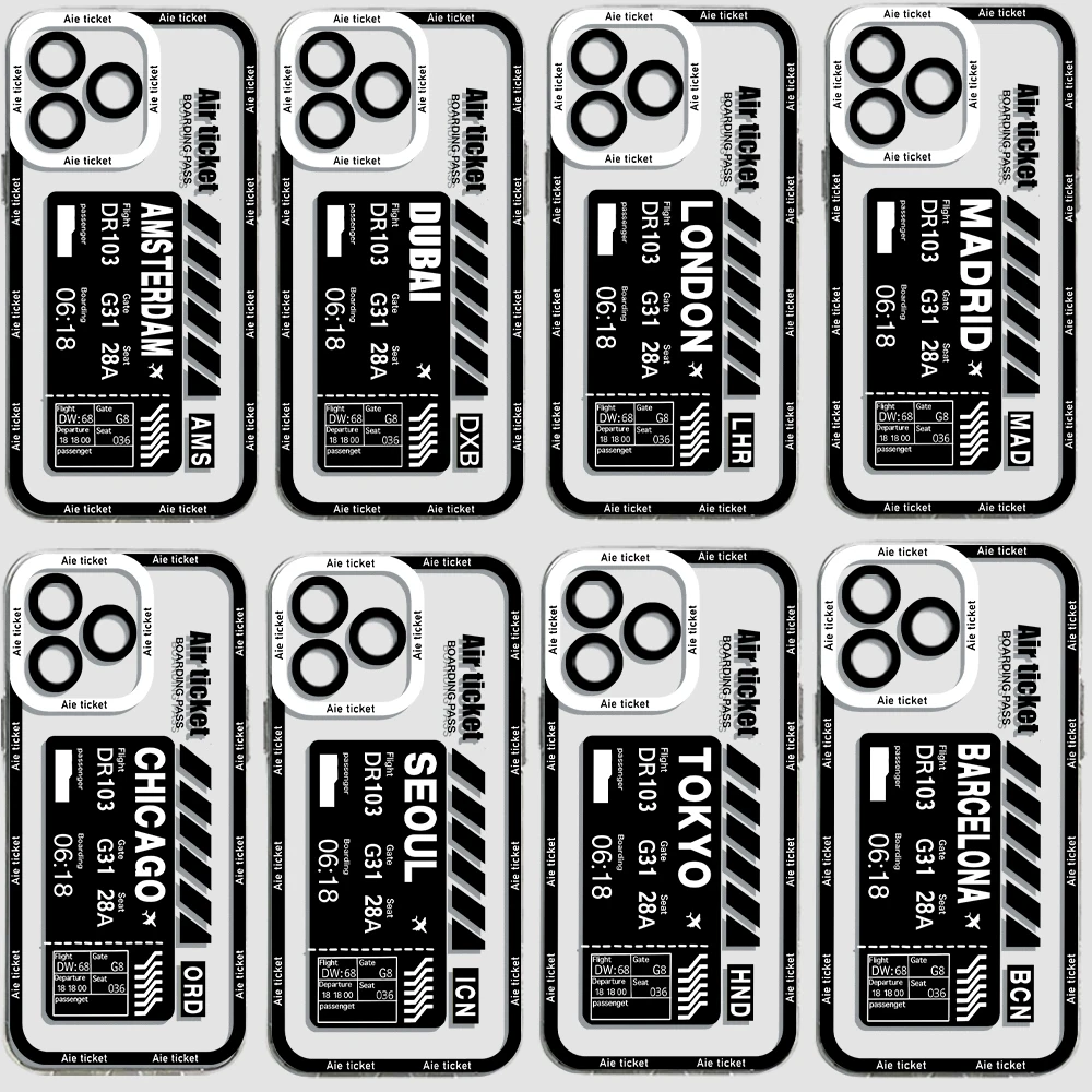 Hot Air Ticket Travel New York London Paris Custodia Per Telefono Per Iphone 15 14 13 12 11 Mini Pro Max X Xr 7 8 Plus Cover Trasparente