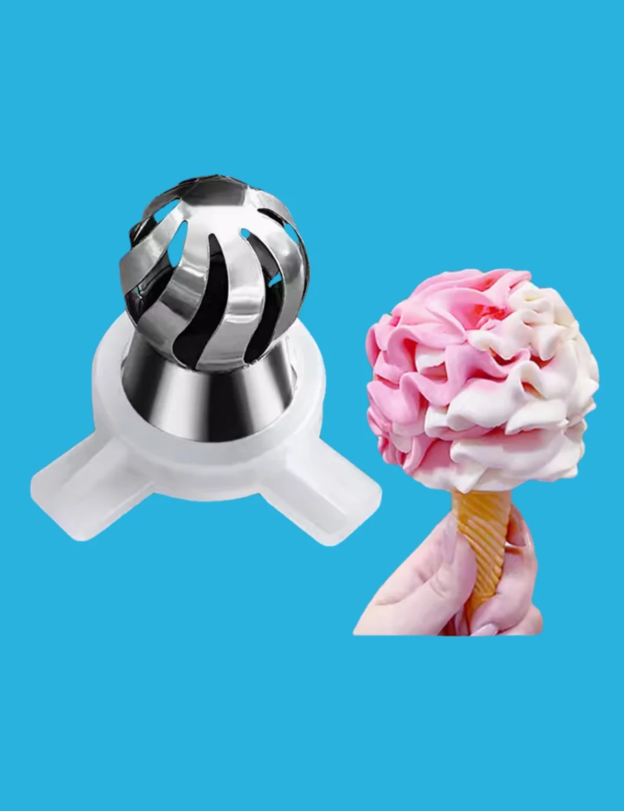Description Picture 2 of item1 PC Stylish And Innovative  Stainless Steel Flower Shaped Nozzle Modern Design For Soft Serve Ice Cream Machines