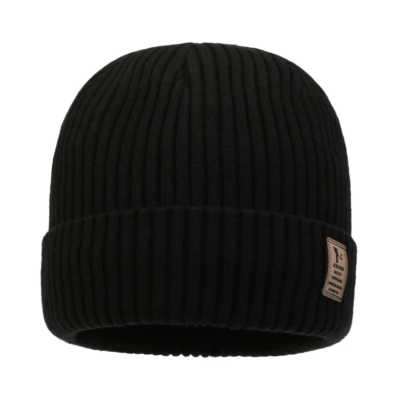 Hot Sale Men Fashion Fur Lined Beanie Hat Keep Warm Winter Hat Thick Soft Stretch Hat For Men Outdoor Winter Cap