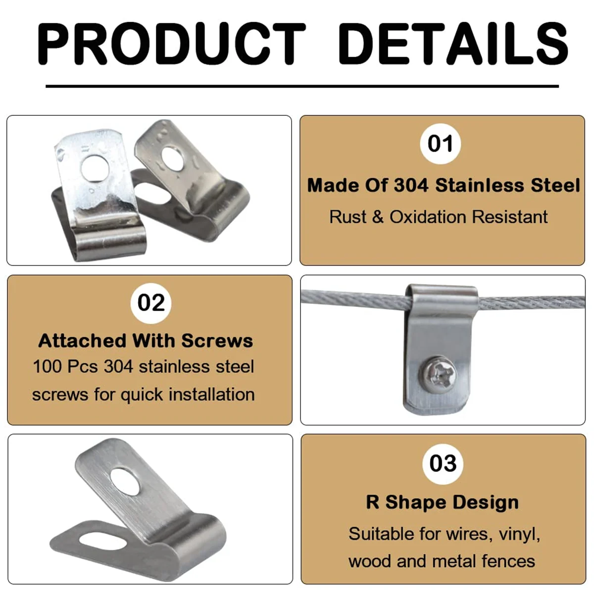 Wire Fence Clips Fence Wire Clamps Aluminum for 12-16 Gauge 100 Pieces