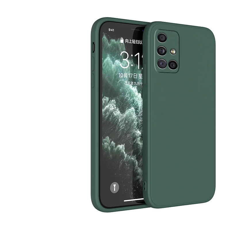 Solid Color Square Soft Silicone Camera Protective Back Cover