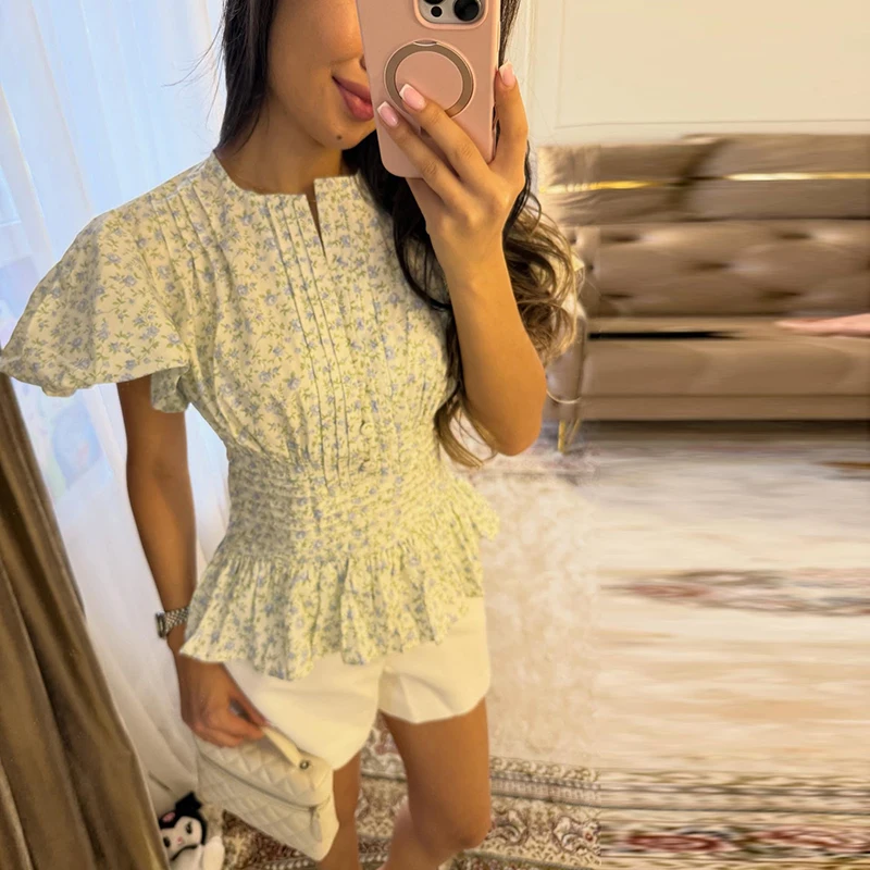 ตัวเลือกสินค้า เสื้อแจ็คเก็ตแฟชั่นผู้หญิง ลายพิมพ์สวย แขนพองสั้น