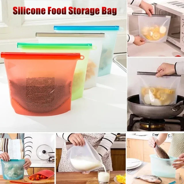 Reusable Silicone Vacuum Food Fresh Bags Wraps Fridge Food Storage  Containers Refrigerator Bag Kitchen Ziplock Bag - AliExpress