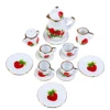 15Pcs/set Teapots Tea Game Model Miniature Dollhouse Furniture Porcelain Cups Flower Tableware Kitchen Chinese style Girls Toys 4