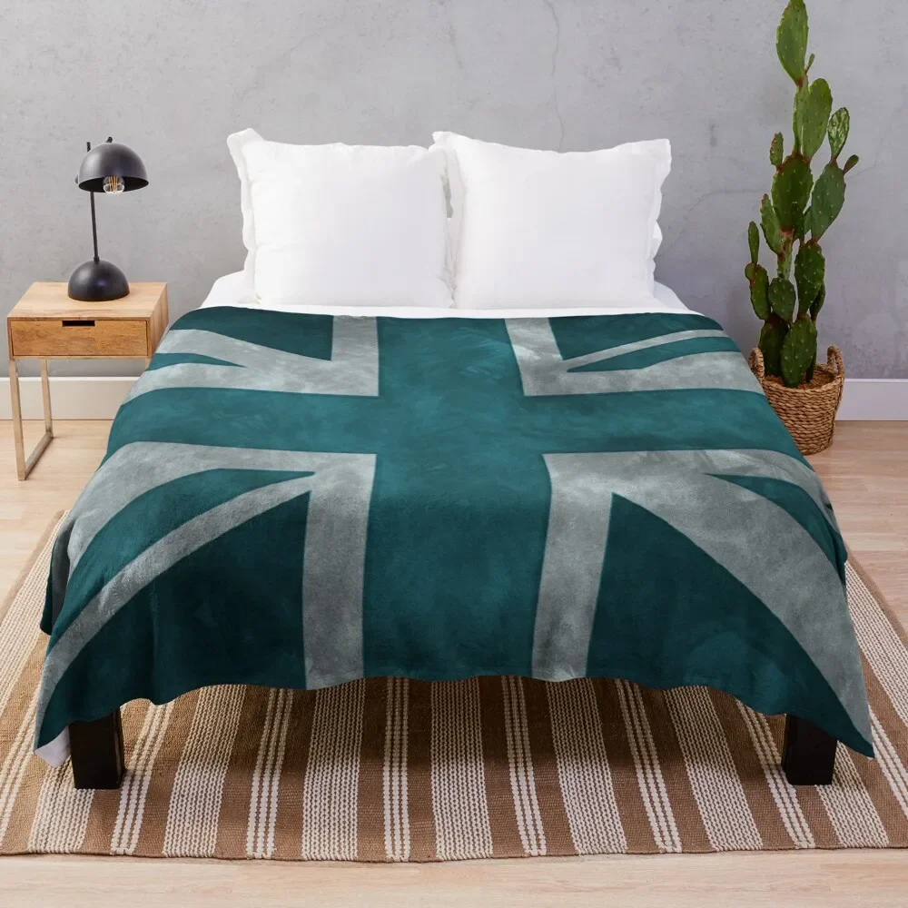

Teal Distressed Union Jack Throw Blanket Summer christmas gifts Bed Blankets
