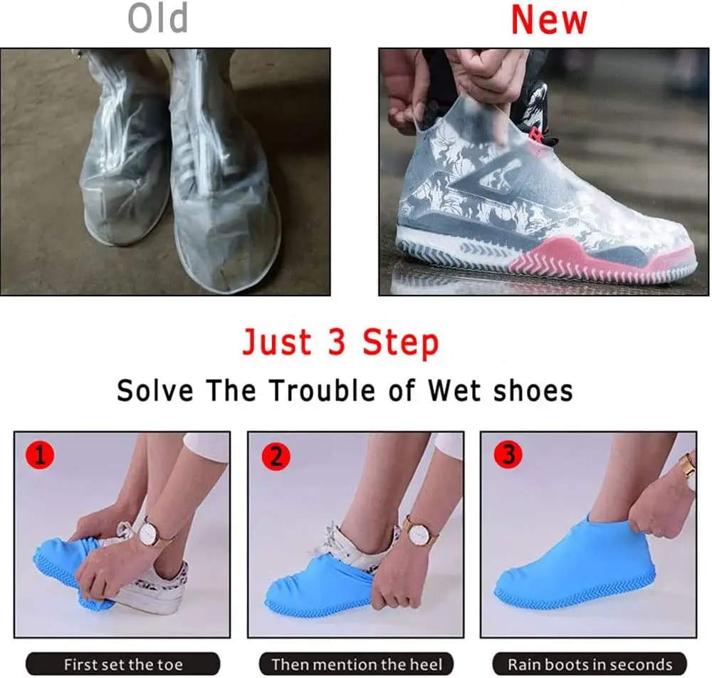 1Pair Reusable Waterproof Rain Shoes Covers Silicone Outdoor Rain Boots Overshoes Walking Shoes Accessories shoe cover