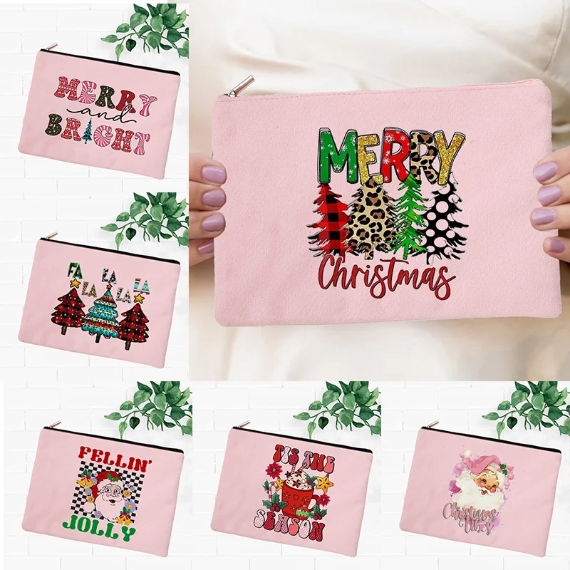 

Christmas Gift Bag Santa Claus Snowman Candy Gift Home Ornament Navidad Noel Cosmetic Makeup Pouch Kids Travel Toilet Organizer