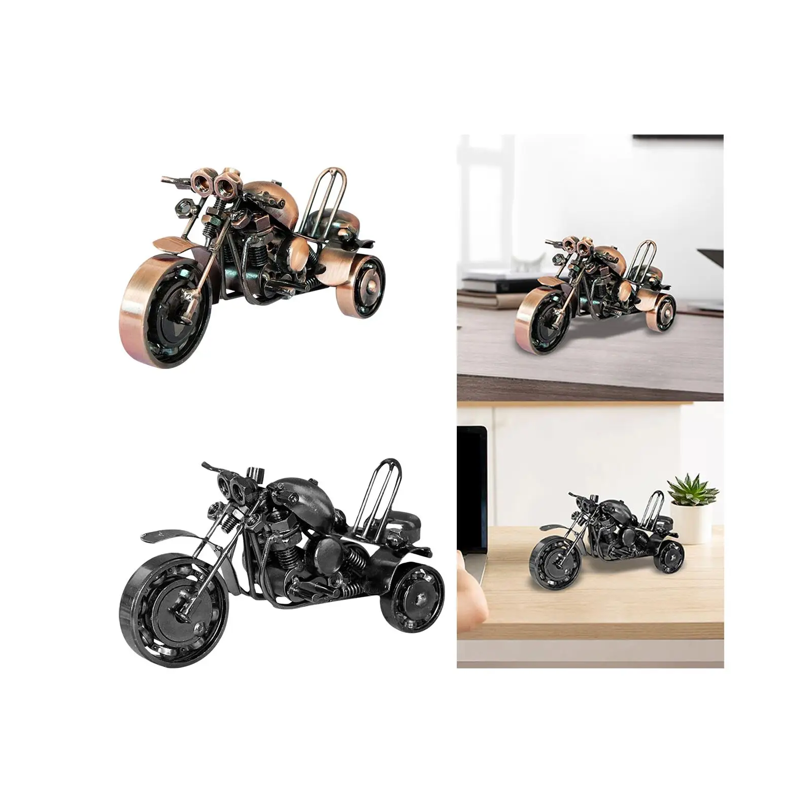 Motor Tricycle Iron Art Sculpture Motorcycle Model Classical Decorative 6.3x2.5x3.3inch for Office Decor Multifunctional Durable