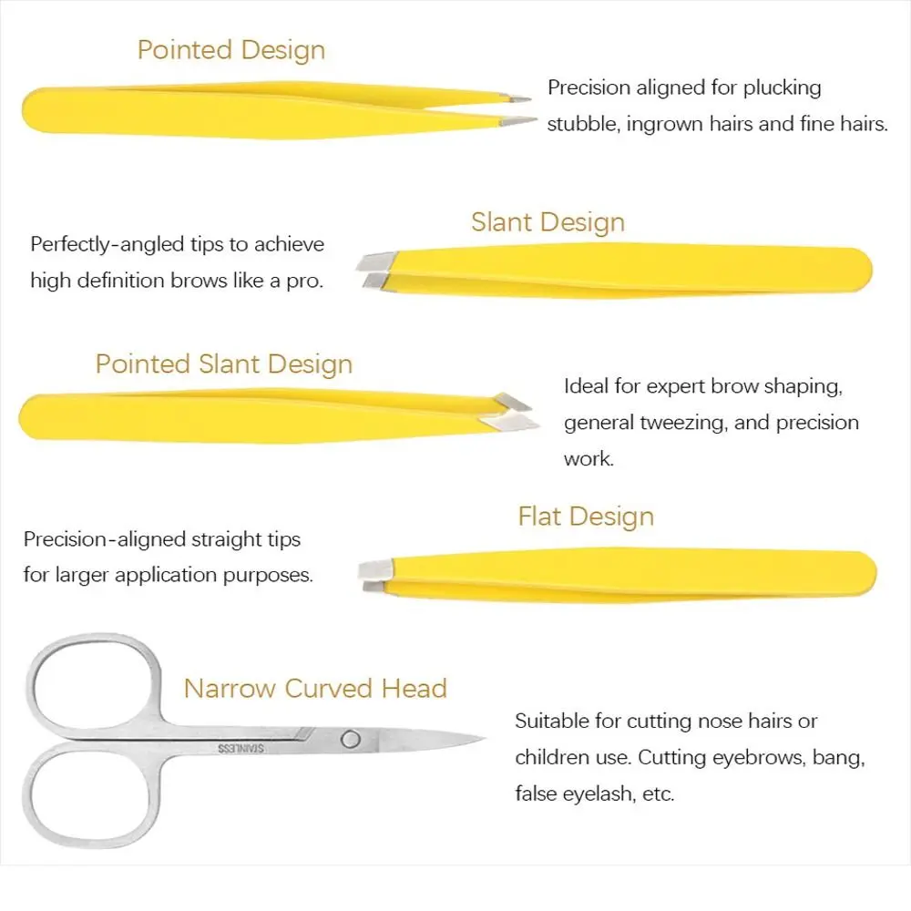 3/4/6PCS/Bag Professional Eyebrow Tweezers Stainless Steel