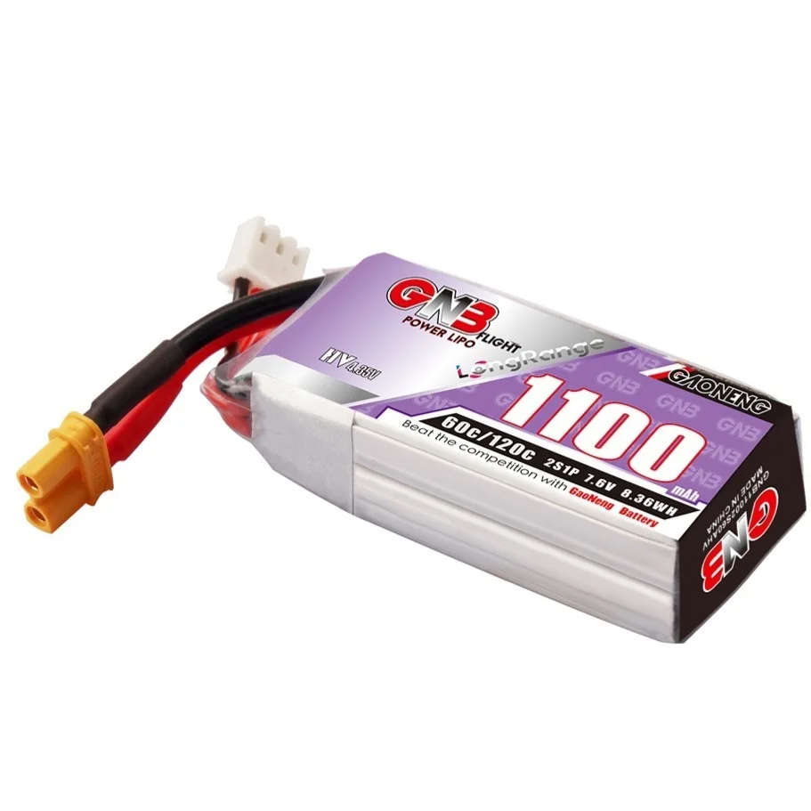 GNB Lipo Battery 2S 7.6V 1100mAh 60C/120C With XT30 Plug for Racing Drone FPV Quadcopter Helicopter Airplane Parts Hobby
