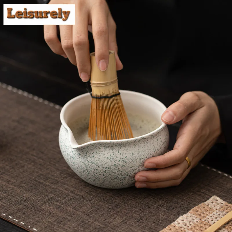 Japanese Sesame Polka Dot Ceramic Matcha Bowl Tea Stew Stand Tea Tool Tea Brush Holder Stirring Tea Hundred Opera Matcha Tray