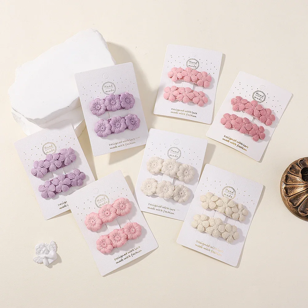 2 stücke Floral Stickerei Haarnadeln Kinder Geometrische Süße Haar Clips Mädchen Vintage Baby Haarnadeln BB Barrettes Haar Zubehör