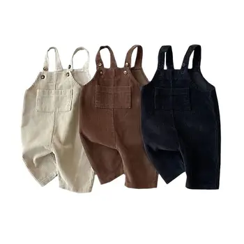 Neonato Ragazzi Ragazze Velluto a coste Tuta Abbigliamento 2024 Autunno Casual Neonate Pantaloni con bretelle Tuta Pagliaccetto per 0-3 anni