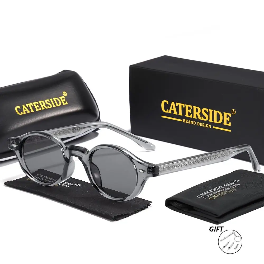 CATERSIDE Optische Unisex-Sonnenbrille, hochwertige kleine runde Gläser, verschreibungspflichtige Brillen, vielseitige Lesesonnenbrille, UV400 – Detail 7