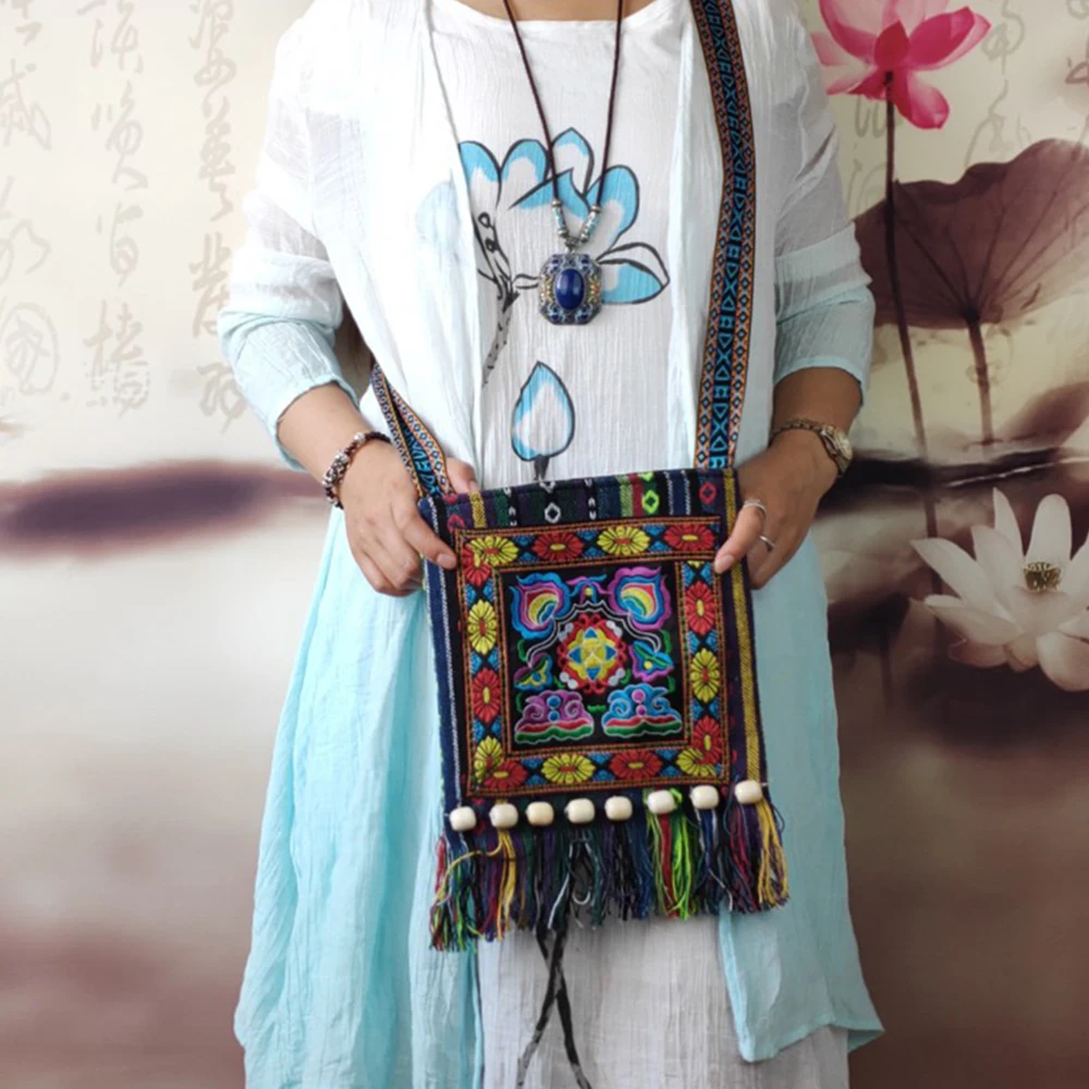 Retro Ethnic Embroidered Crossbody Bag – Vintage Beaded Shoulder