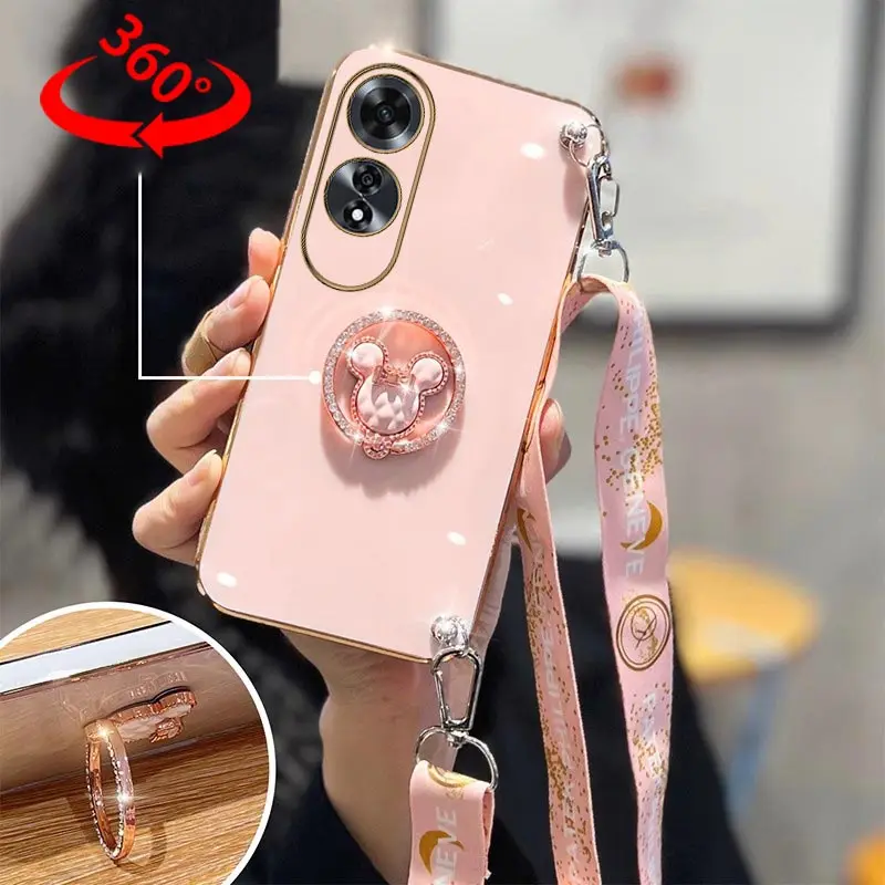 Creative Cartoon Bracket Lanyard Plating Phone Case - Soft Back Cover