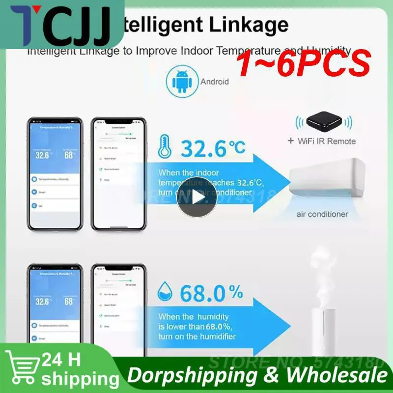 

1~6PCS Tuya Smart WIFI Temperature And Humidity Sensor Indoor Hygrometer Thermometer With LCD Display Support Alexa