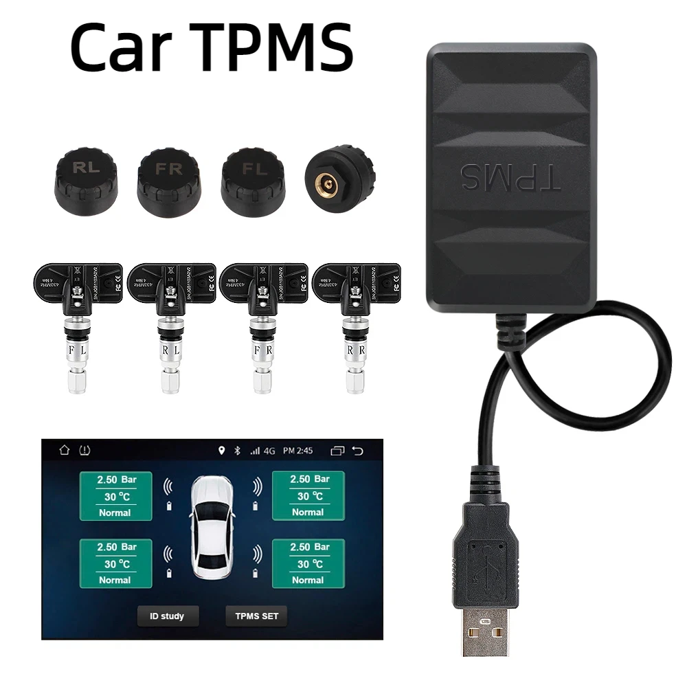 לרכב TPMS רדיו DVD נגן אנדרואיד TPMS חיישן פנימי חיצוני לצמיגים מערכת מעקב ללחץ הצמיגים USB