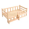 Solid Wood Pet Bed, Wooden Dog Bed Frame, Dog Kennel Furniture, Dog Bed Stand Elevated Fence Rounded Corners for Cats or Dogs 1
