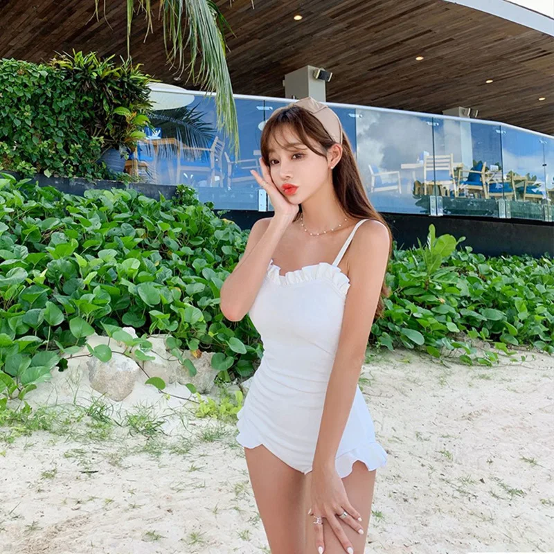 WISUWORE-maiรด sexy coreano push up para mulheres, vestido monokini de uma peรงa, roupa de banho cortada, roupa de banho fofa, novo, 2023