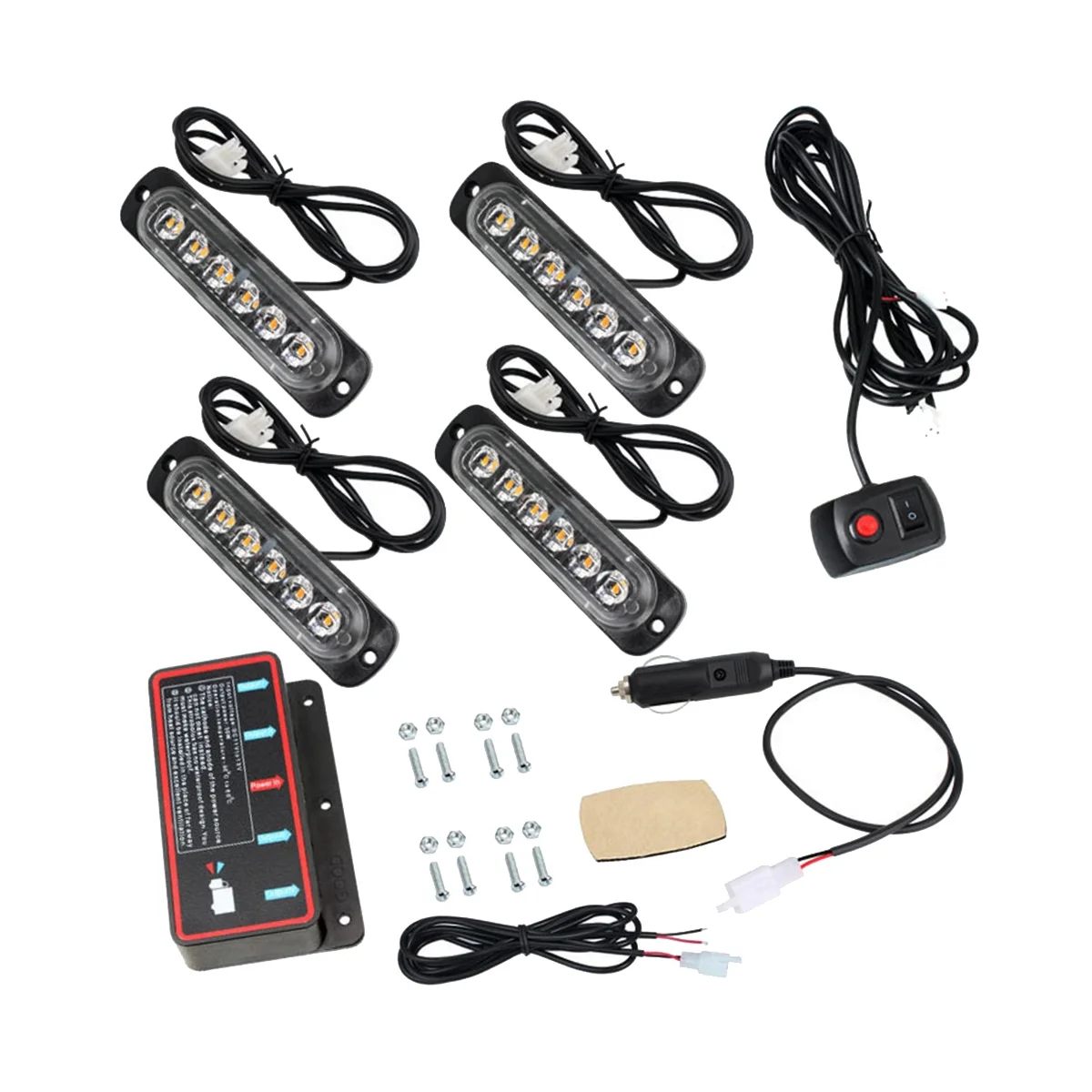 

Car Wireless Remote Control 12V One Tow Four in the Network Flashing Lights 24LED High-Power Emergency Lights D