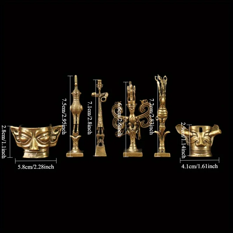 6pcs/set Exquisite Brass Craftsmanship Three-Star Pile Cultural Creative Ornaments Giant Man Statue