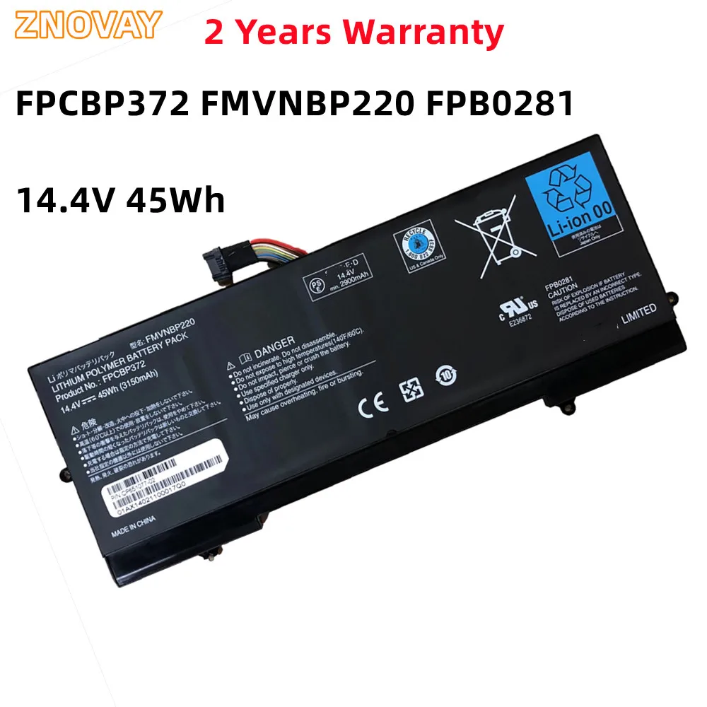 

ZNOVAY FPCBP372 FMVNBP220 14.4V 45Wh 3150mAh Laptop Battery For Fujitsu Lifebook U772 FPB0281