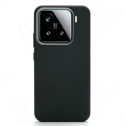 Luxury Diamonds Texture Leather MagSafe Case - Alloy Lens Wireless Charging Back Cover for Xiaomi Mi15 Pro (Black ZSW CC)