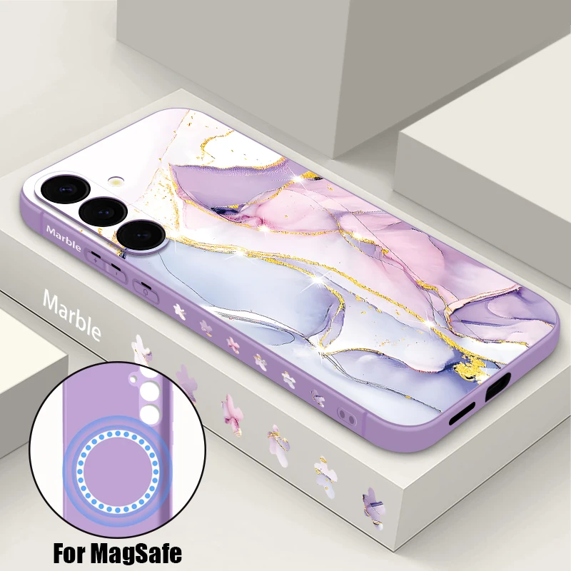 Sandstone Marble Magnetic Case with Magsafe Wireless Charging and Lanyard Cover