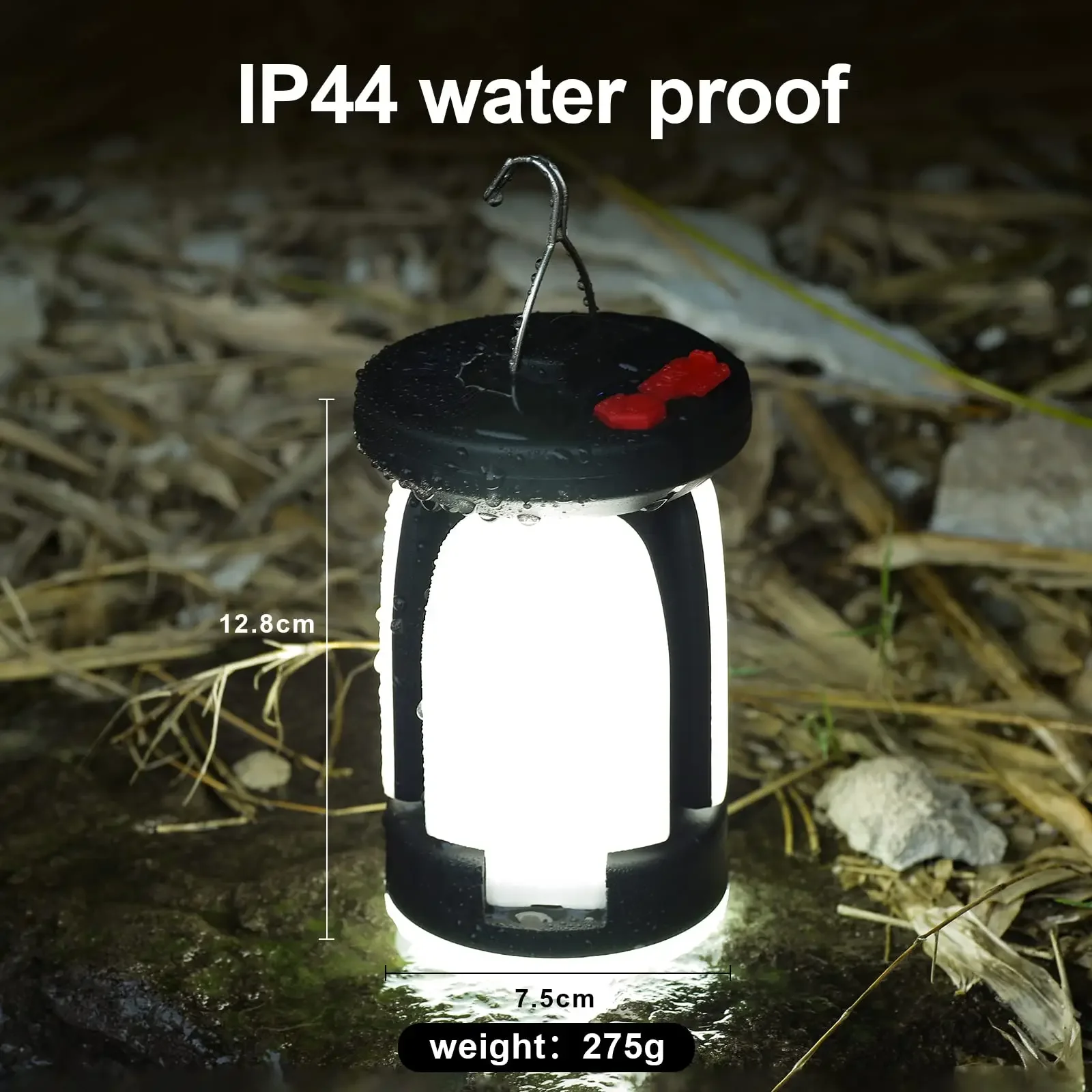 Camping Lantern High Power Solar LED Camping Lantern Rechargeable 4500mAh 1000LM Emergency Power Bank Foldable 6 Light Modes for Camping Fishing
