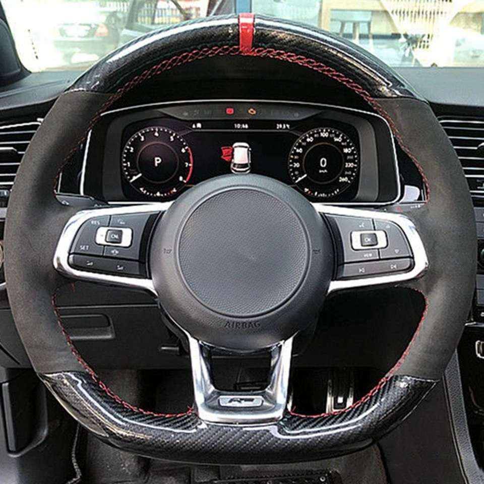 Auto-Lenkradbezug, rutschfest, schwarzes Wildleder, für Volkswagen Golf 7 GTI Golf R MK7 Polo Scirocco 2015 2016, Autozubehör – Detail 5