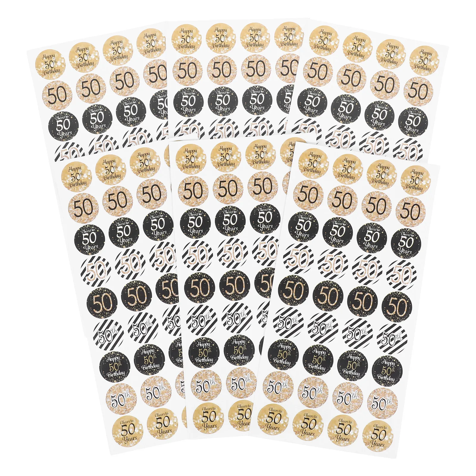 216Pcs 50번째 생일 데칼 접착 스티커 사탕 포장 선물 상자 의류 사진 소품 ..