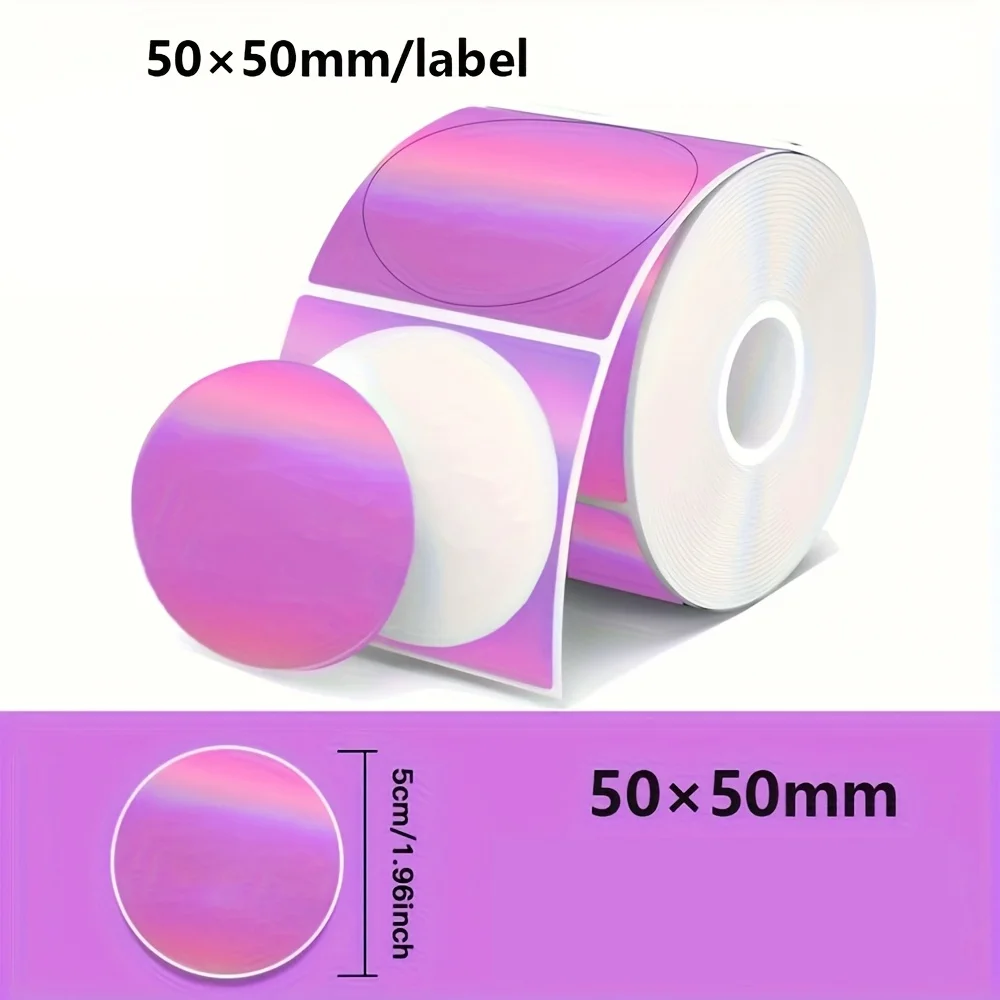 Silver/Golden/Purple Holographic Thermal Labels, 50*50mm*140Labels Suitable for M110 M200 M220 M221, 50x50mm Round and Square